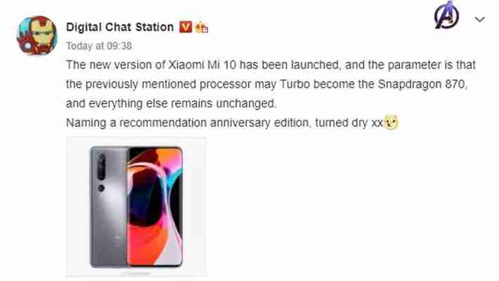 Xiaomi Mi 10 ar putea fi relansat în variantă cu Snapdragon 870