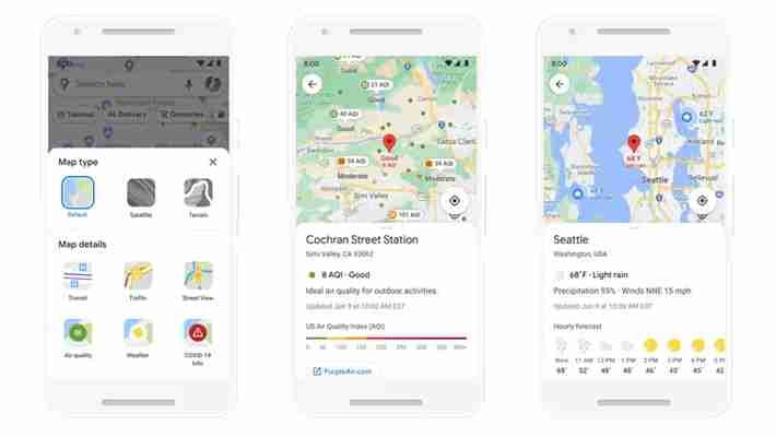 Hărțile Google Maps vor afișa noi detalii despre vreme, calitatea aerului și rute „eco-friendly”